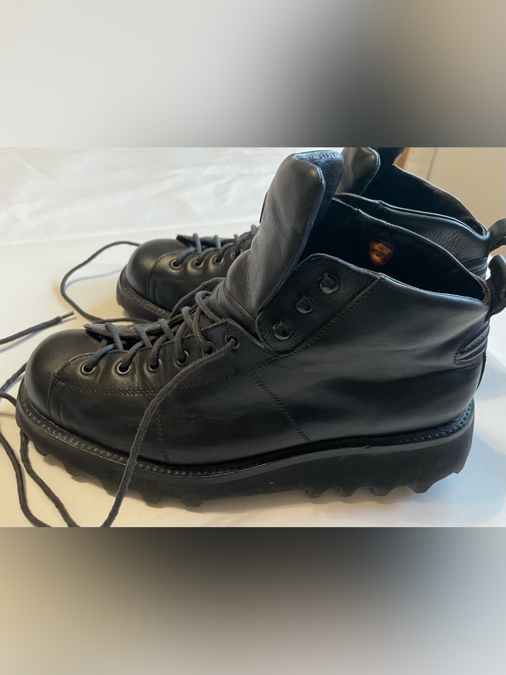 Cole Haan Men’s Black Leather Lace-Up High-Top Combat Boots Vintage - Picture 5 of 13